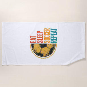 Eat Sleep Soccer Repeat Vintage Soccer Shirt Desig Beach Towel