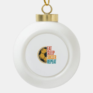 Eat Sleep Soccer Repeat Vintage Soccer Shirt Desig Ceramic Ball Christmas Ornament