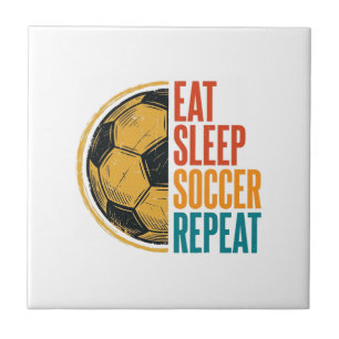 Eat Sleep Soccer Repeat Vintage Soccer Shirt Desig Ceramic Tile