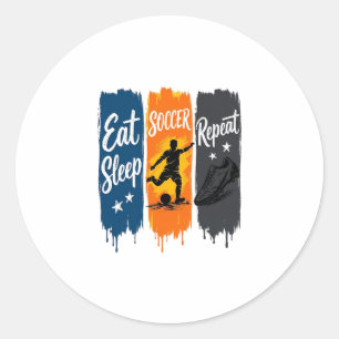 Eat Sleep Soccer Repeat Vintage Soccer Shirt Desig Classic Round Sticker