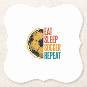 Eat Sleep Soccer Repeat Vintage Soccer Shirt Desig Paper Coaster