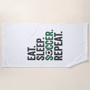 Eat Sleep Soccer Repeat Vintage T-Shirt Design_1 Beach Towel