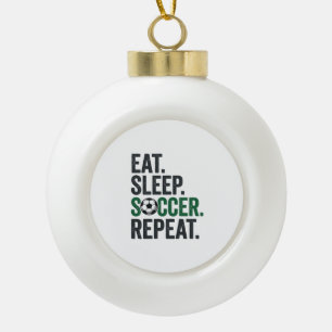 Eat Sleep Soccer Repeat Vintage T-Shirt Design_1 Ceramic Ball Christmas Ornament