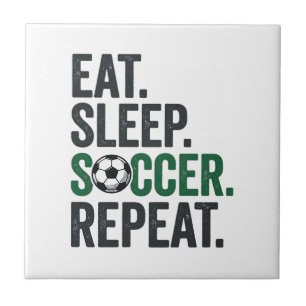 Eat Sleep Soccer Repeat Vintage T-Shirt Design_1 Ceramic Tile