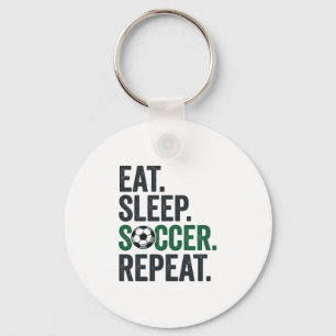 Eat Sleep Soccer Repeat Vintage T-Shirt Design_1 Key Ring