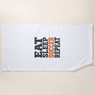 Eat Sleep Soccer Repeat Vintage Typography Shirt_1 Beach Towel