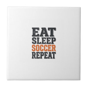 Eat Sleep Soccer Repeat Vintage Typography Shirt_1 Ceramic Tile