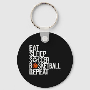 Eat Sleep Soccer Sketll Repeat Funny Sport Player Key Ring