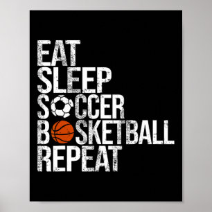 Eat Sleep Soccer Sketll Repeat Funny Sport Player  Poster