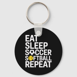 Eat Sleep Soccer Softll Repeat Soccer Players Fan  Key Ring