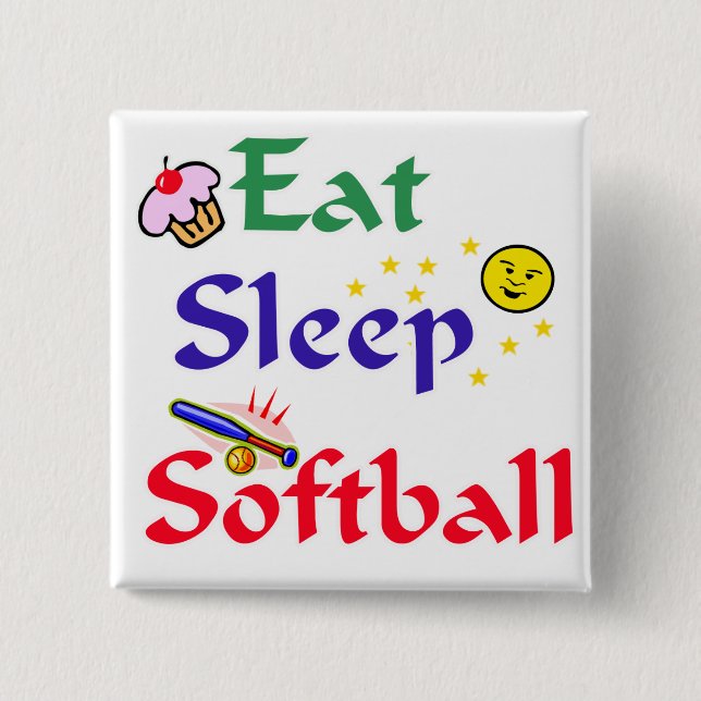 Eat Sleep Softball 15 Cm Square Badge (Front)