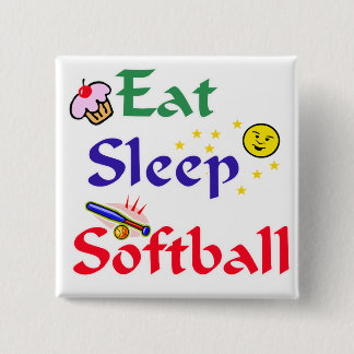 Eat Sleep Softball 15 Cm Square Badge