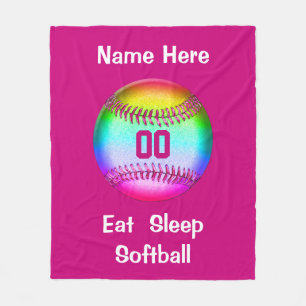Eat Sleep Softball Fleece Blanket Your Text,