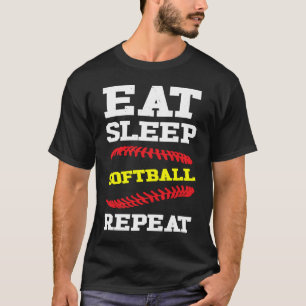 Eat Sleep Softball Repeat Field Bat Catcher Homeru T-Shirt