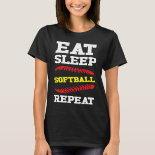 Eat Sleep Softball Repeat Field Bat Catcher Homeru T-Shirt