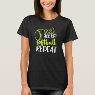 Eat Sleep Softball Repeat funny American USA Sport T-Shirt