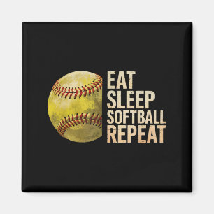 Eat Sleep Softball Repeat Funny Softball Player Me Magnet