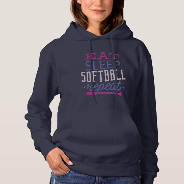 Eat Sleep SoftBall Repeat Hoodie (Front)