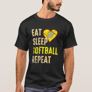 Eat Sleep Softball Repeat Jersey Number 33 Vintage T-Shirt