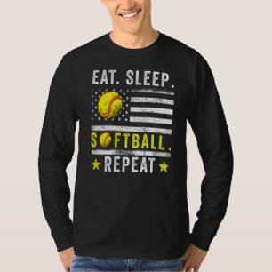 Eat Sleep Softball Repeat  Softball Coach American T-Shirt