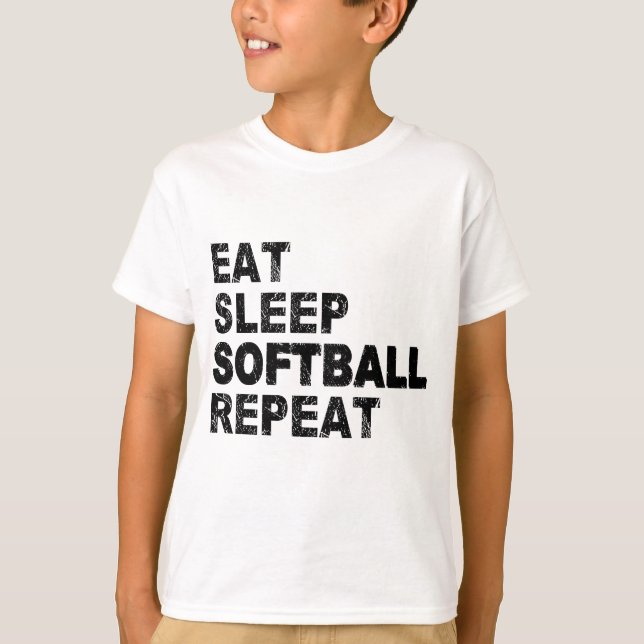 Eat Sleep Softball Repeat T-Shirt (Front)