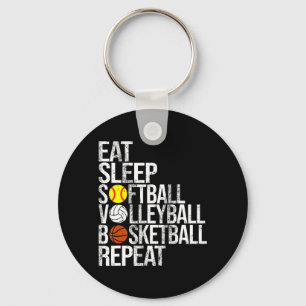 Eat Sleep Softball Volleyball Basketball Repeat Fu Key Ring