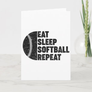 Eat Sleep Softll Repeat Teens Girls Boys Kids Men Card