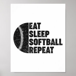 Eat Sleep Softll Repeat Teens Girls Boys Kids Men Poster