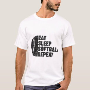 Eat Sleep Softll Repeat Teens Girls Boys Kids Men T-Shirt