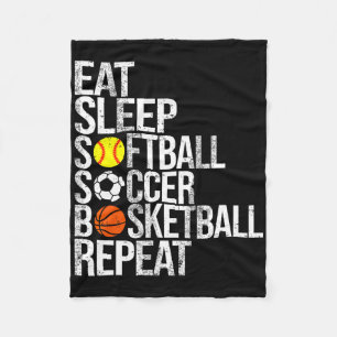 Eat Sleep Softll Soccer Sketll Repeat Funny Sport Fleece Blanket