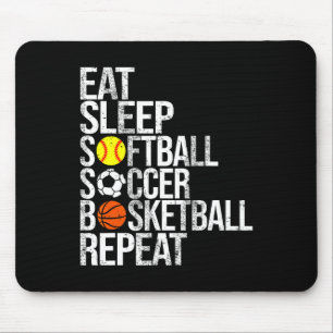 Eat Sleep Softll Soccer Sketll Repeat Funny Sport Mouse Pad