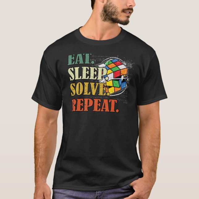 Eat sleep solve repeat Math Speed Cubing Puzzle  C T-Shirt (Front)