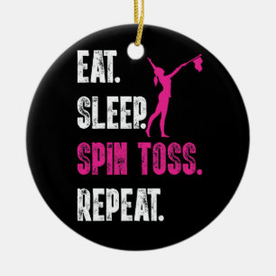 Eat Sleep Spin Toss Repeat Flag Colour Guard Ceramic Ornament