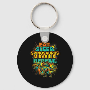Eat sleep spinosaurus mirabilis repeat splatter key ring