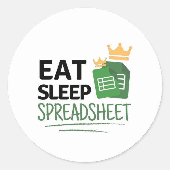 Eat Sleep Spreadsheet Classic Round Sticker (Front)
