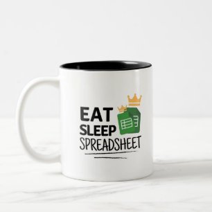 Eat Sleep Spreadsheet Two-Tone Coffee Mug