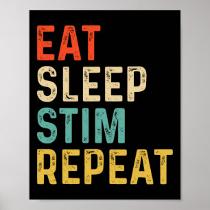 Eat Sleep Stim Repeat Autism Awareness Kids Boys W Poster