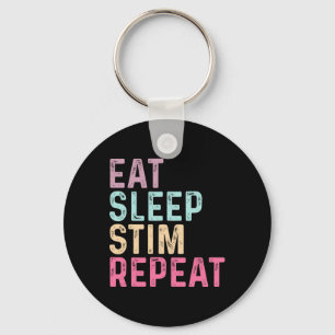 Eat Sleep Stim Repeat Autism Awareness Kids Women Key Ring