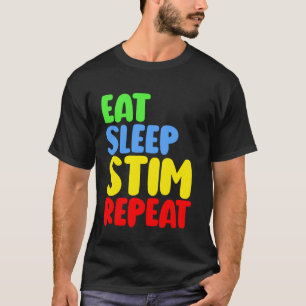 Eat Sleep Stim Repeat  Autism Kids Spectrum Pride T-Shirt