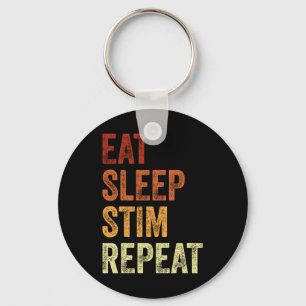 Eat Sleep Stim Repeat Funny Autism Awareness Key Ring