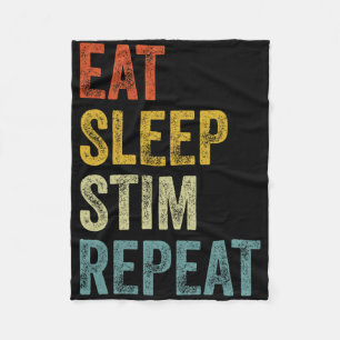 Eat Sleep Stim Repeat Funny Autism Awareness Kids Fleece Blanket