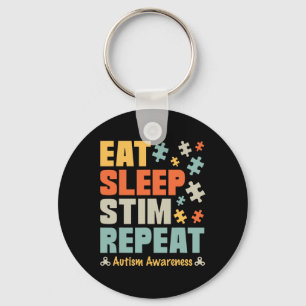 Eat Sleep Stim Repeat Stimming Autism Awareness Fo Key Ring