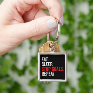 Eat Sleep Stop Goals Repeat - Goalkeeper Key Ring