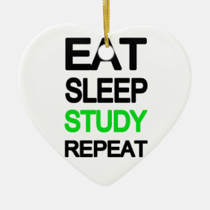 Eat sleep study repeat ceramic ornament