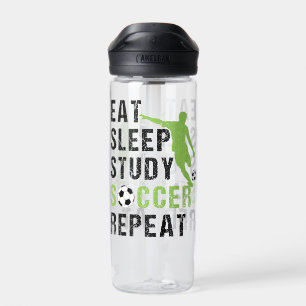 Eat Sleep Study Soccer Repeat Boy Soccer Player Water Bottle
