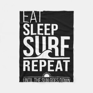 Eat sleep surf repeat funny surfer beach ocean fleece blanket