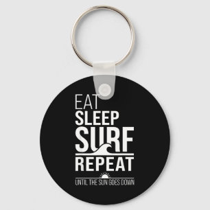Eat sleep surf repeat funny surfer beach ocean key ring