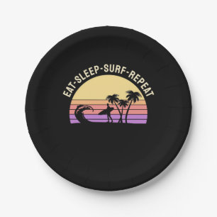 Eat Sleep Surf Repeat Paper Plate