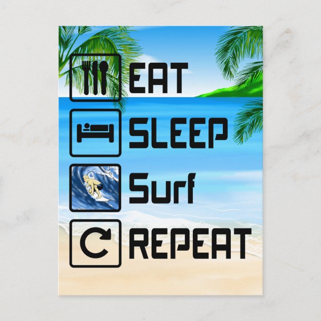 Eat Sleep Surf Repeat Postcard (Front)