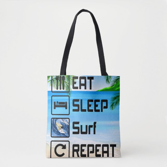 Eat Sleep Surf Repeat Tote Bag (Front)